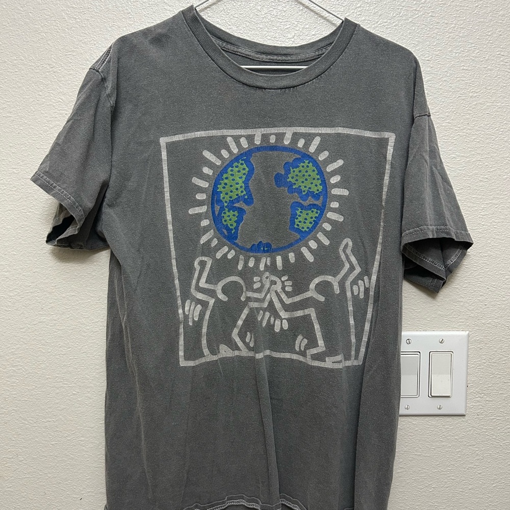 Gray Graphic T-Shirt with Earth Design